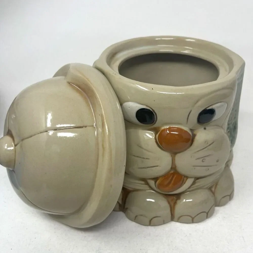 Mount Clemens Art Pottery Dog with Hat Lid Cookie Treats Jar Ceramic 8.5” Boxed